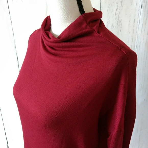 DONATING Red Burgundy Red Knit Cowl Neck Sweater - Picture 3 of 7